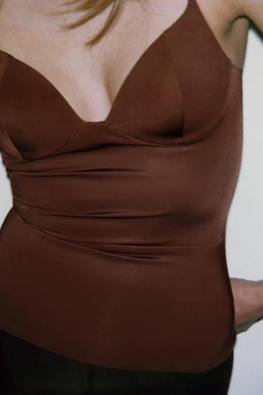 POLYAMIDE BLEND TOP - Brown by Zara - Image 5