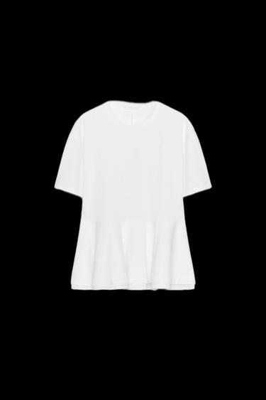 Zara PEPLUM T-SHIRT - White - Image 0