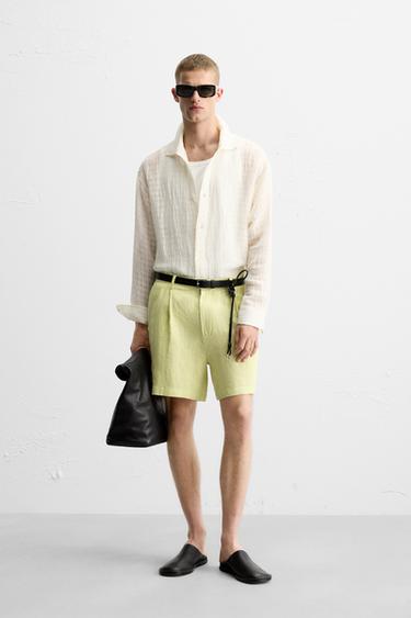 CAMISA ESTRUCTURA LINO - ALGODÓN - Blanco roto de Zara - Imagen 0