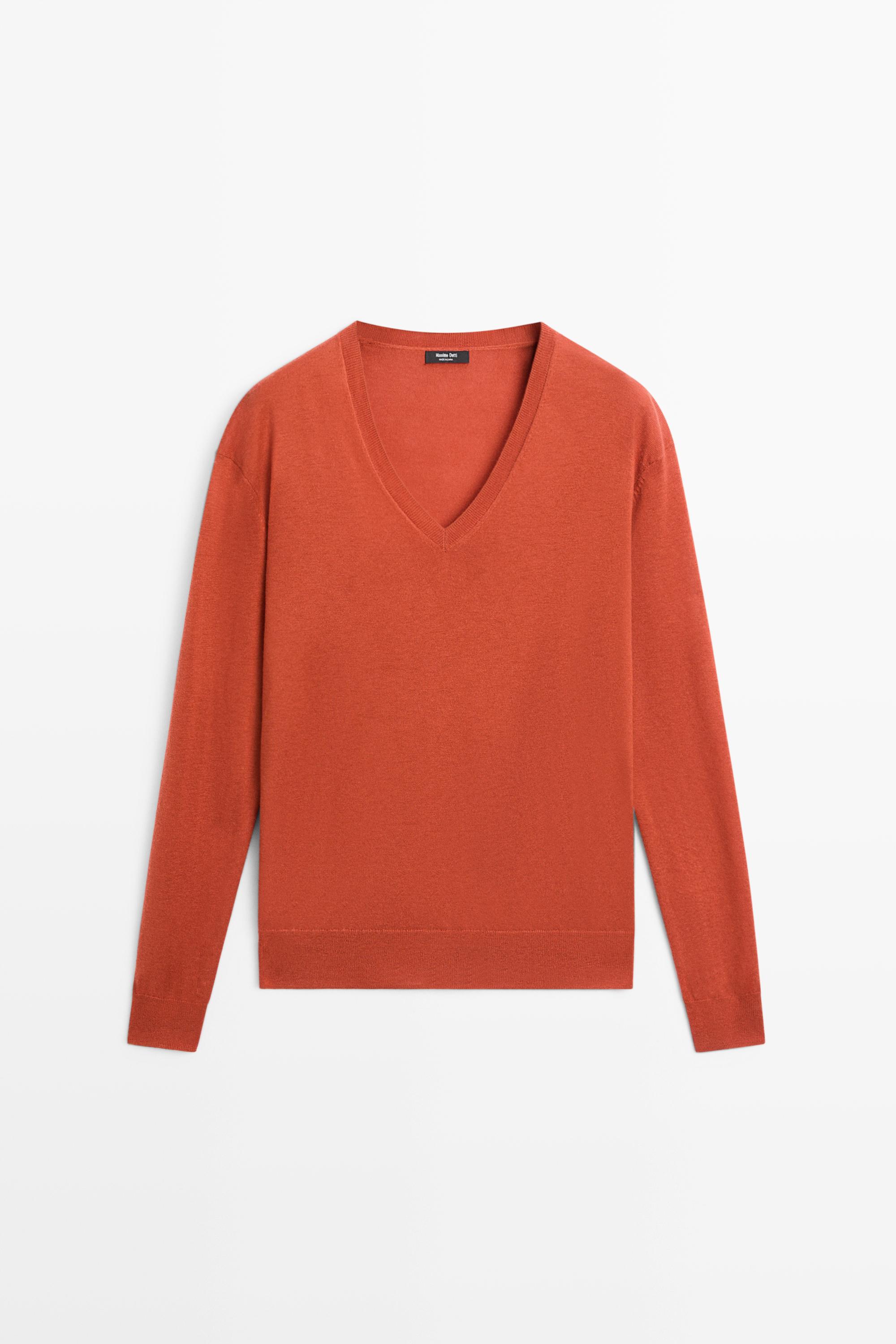 V-neck knit sweater