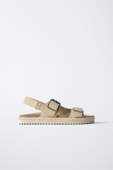 صندل جلدي بأبازيم قنب - بني رملي الخاص بـ Zara - صورة 0