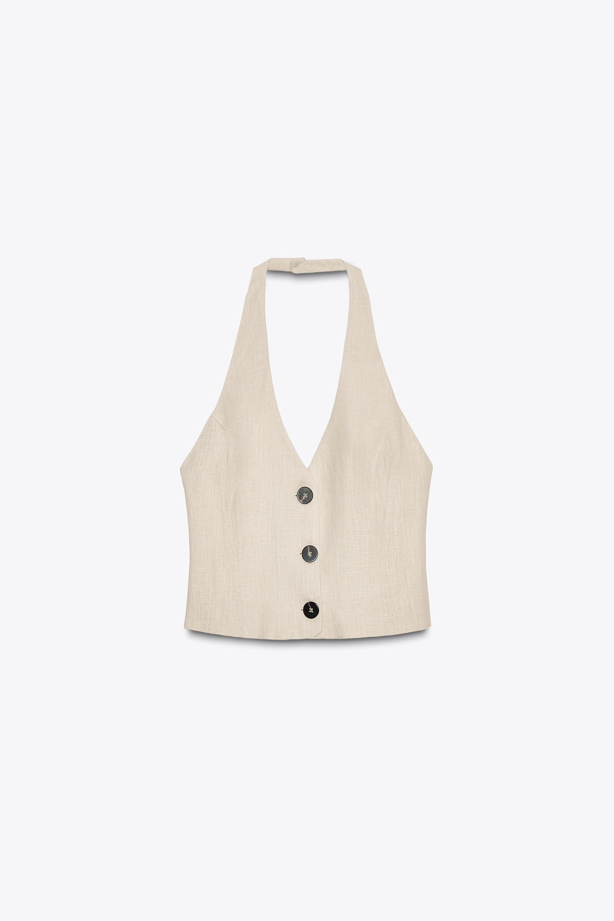 LINEN HALTER TOP - Sand | ZARA United States