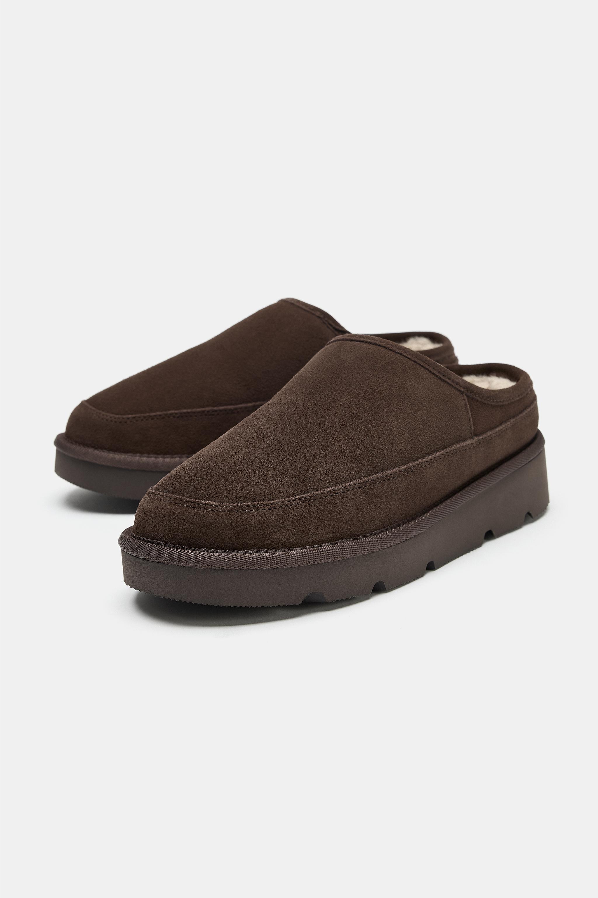 MULES EN CUIR À INTÉRIEUR EFFET MOUTONNÉ