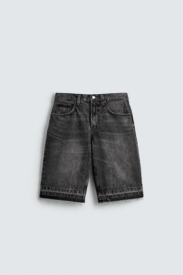 BAGGY FIT DENIM BERMUDA SHORTS - Black by Zara