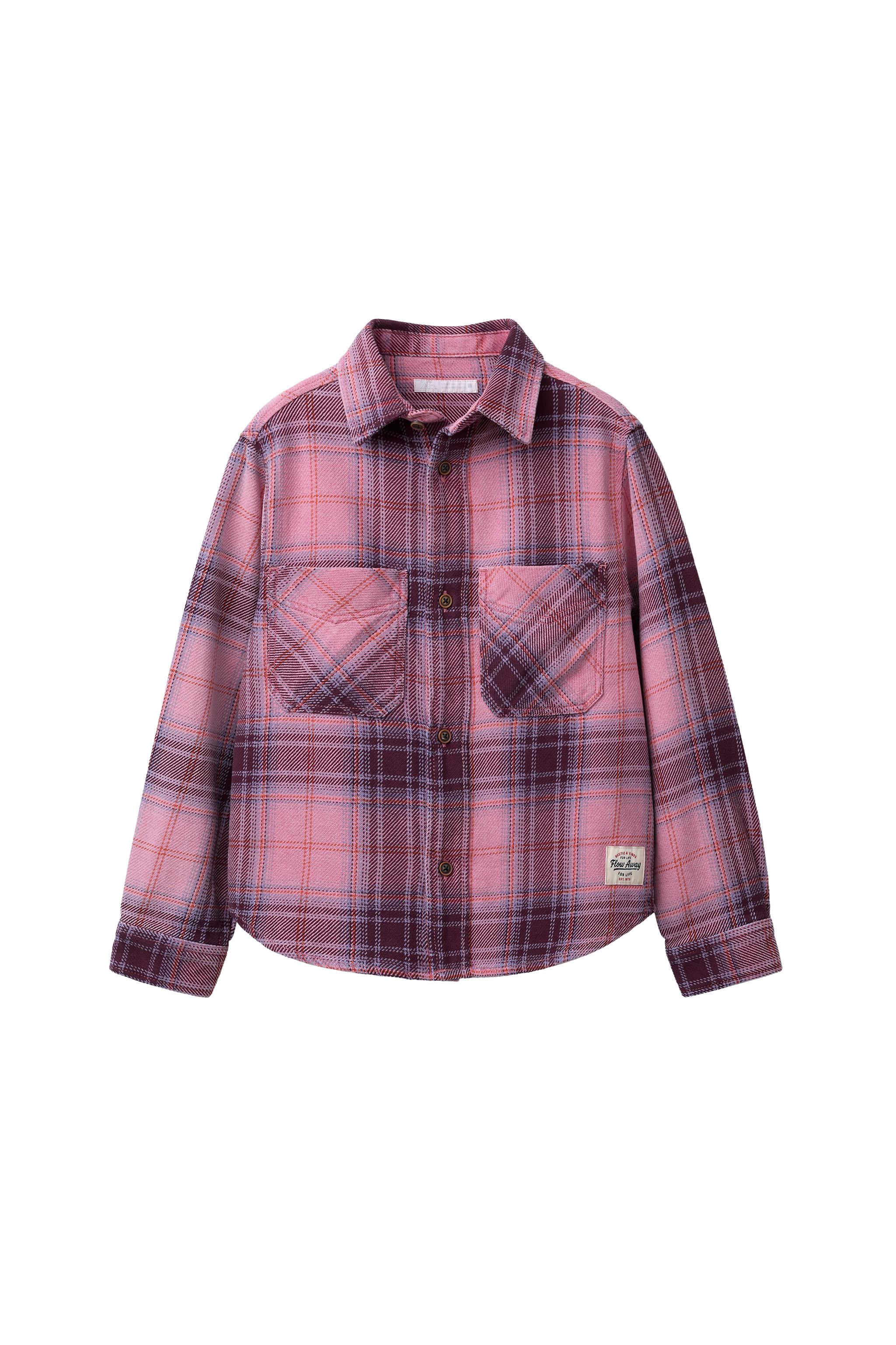 WASHED EFFECT PLAID OVERSHIRT - Mid-pink | ZARA United States