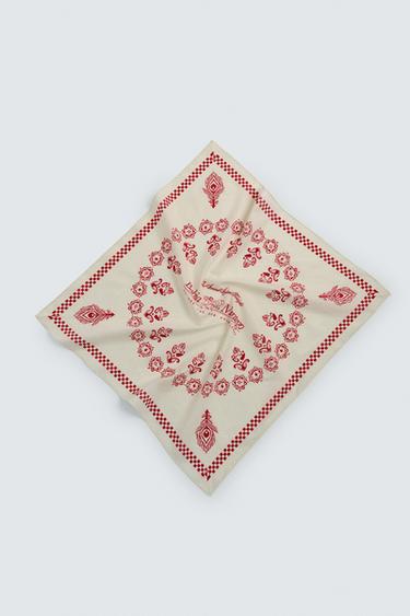Zara GRAPHIC GEOMETRIC PRINT BANDANA - Ecru