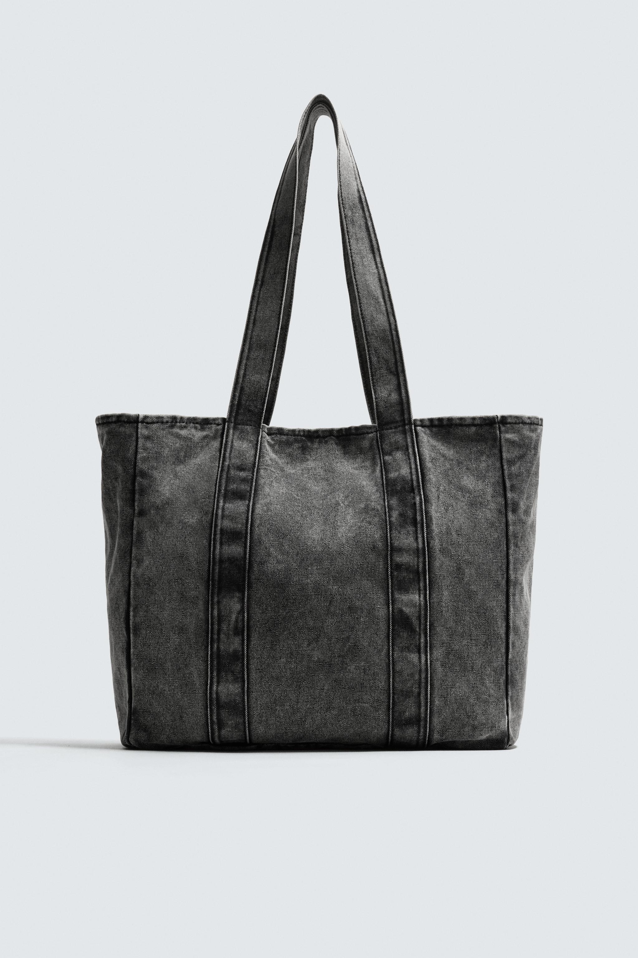 WASHED EFFECT DENIM SHOPPER BAG