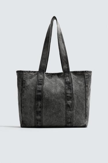 BOLSA SHOPPER MEZCLILLA EFECTO LAVADO - Negro de Zara