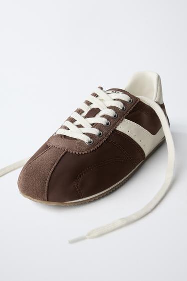 BASKETS AVEC MATIÈRES VARIÉES - Marron de Zara - Image 2