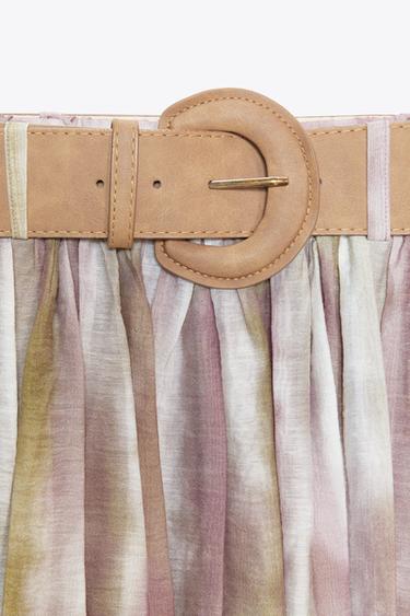 PRINTED MIDI SKIRT WITH BELT - Multicoloured by Zara - Image 8