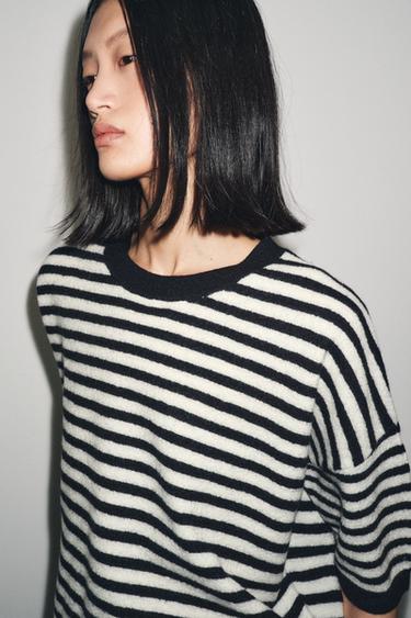 Zara 100% WOOL STRIPED SWEATER - striped