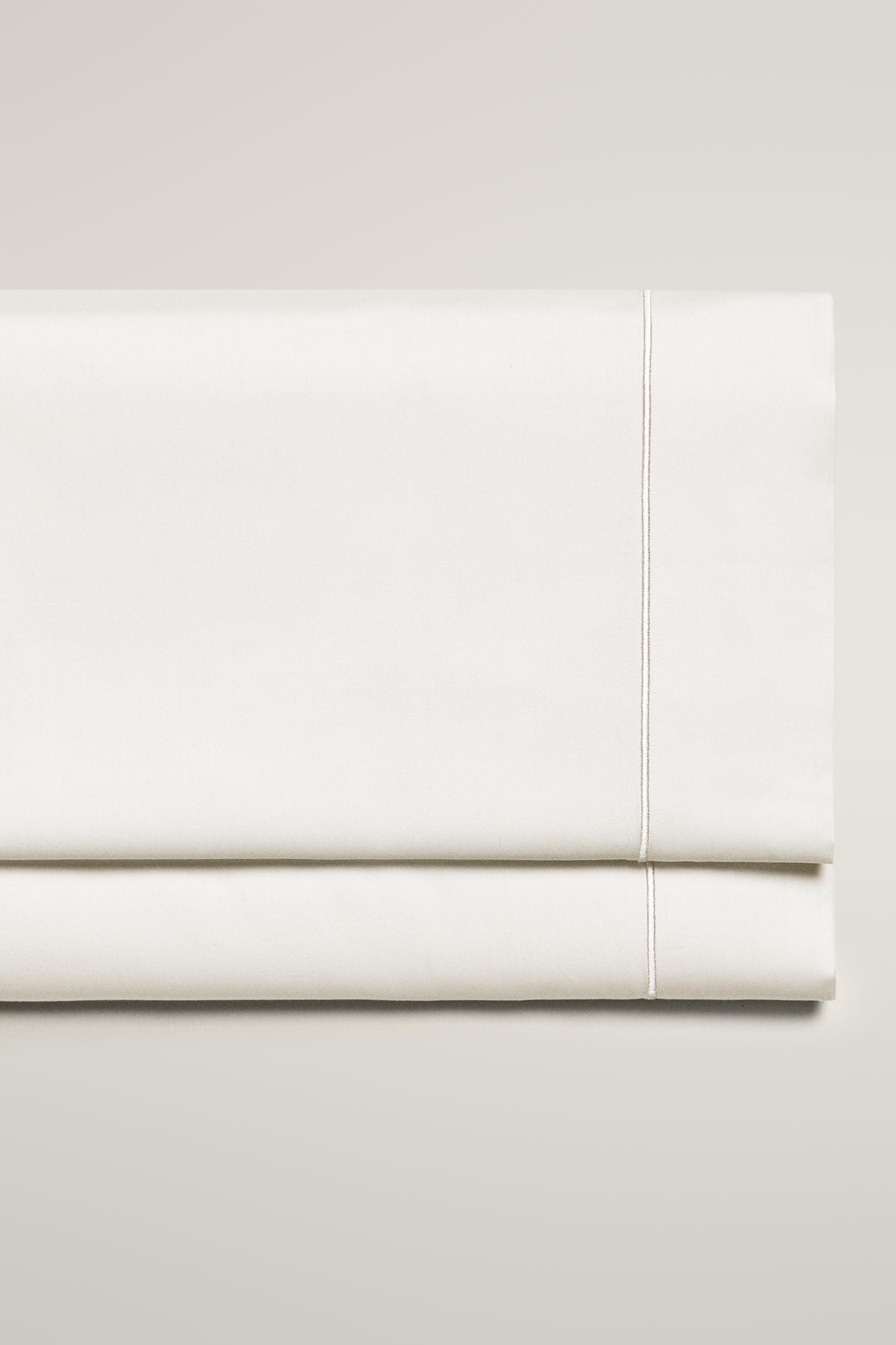 SATEEN FLAT SHEET WITH TRIM (300 THREAD COUNT) — White