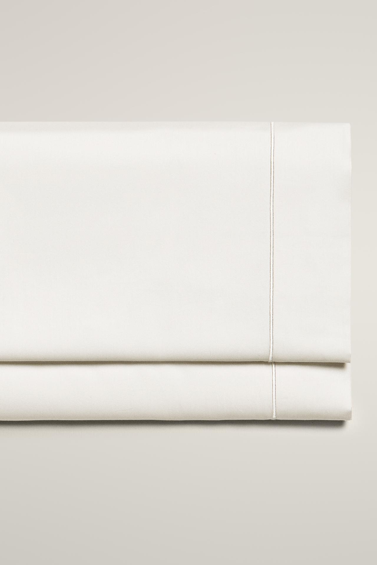 SATEEN FLAT SHEET WITH TRIM (300 THREAD COUNT) — White