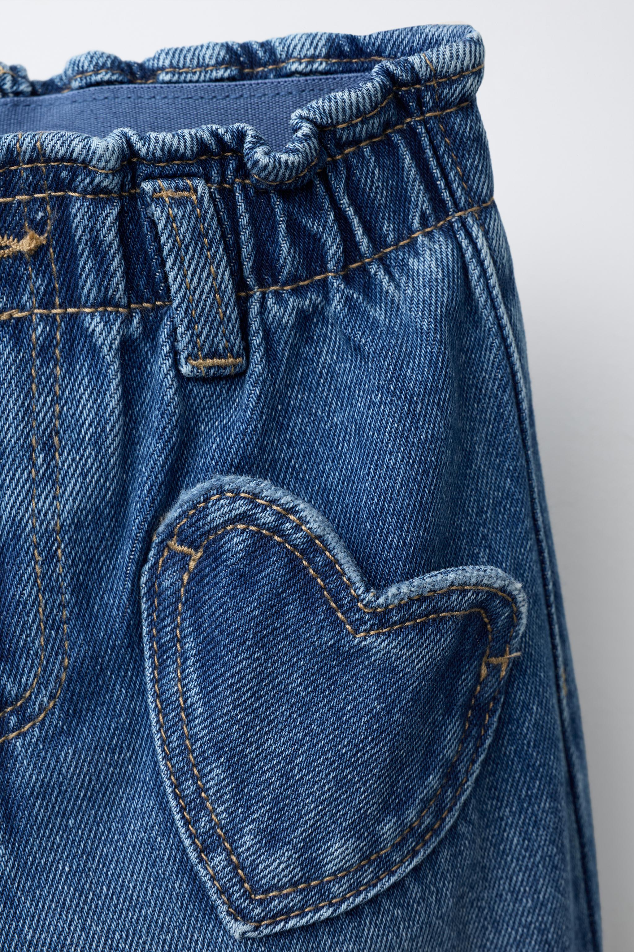 JEAN BAGGY À POCHES CŒUR