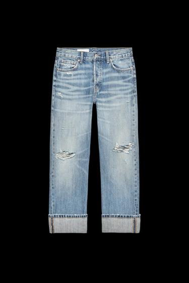 JEANS TRF RECTO FOLD UP TIRO MEDIO - Azul de Zara - Imagen 0