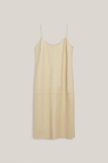 Zara Nappa leather midi dress - LIMITED EDITION - Ecru / Khaki