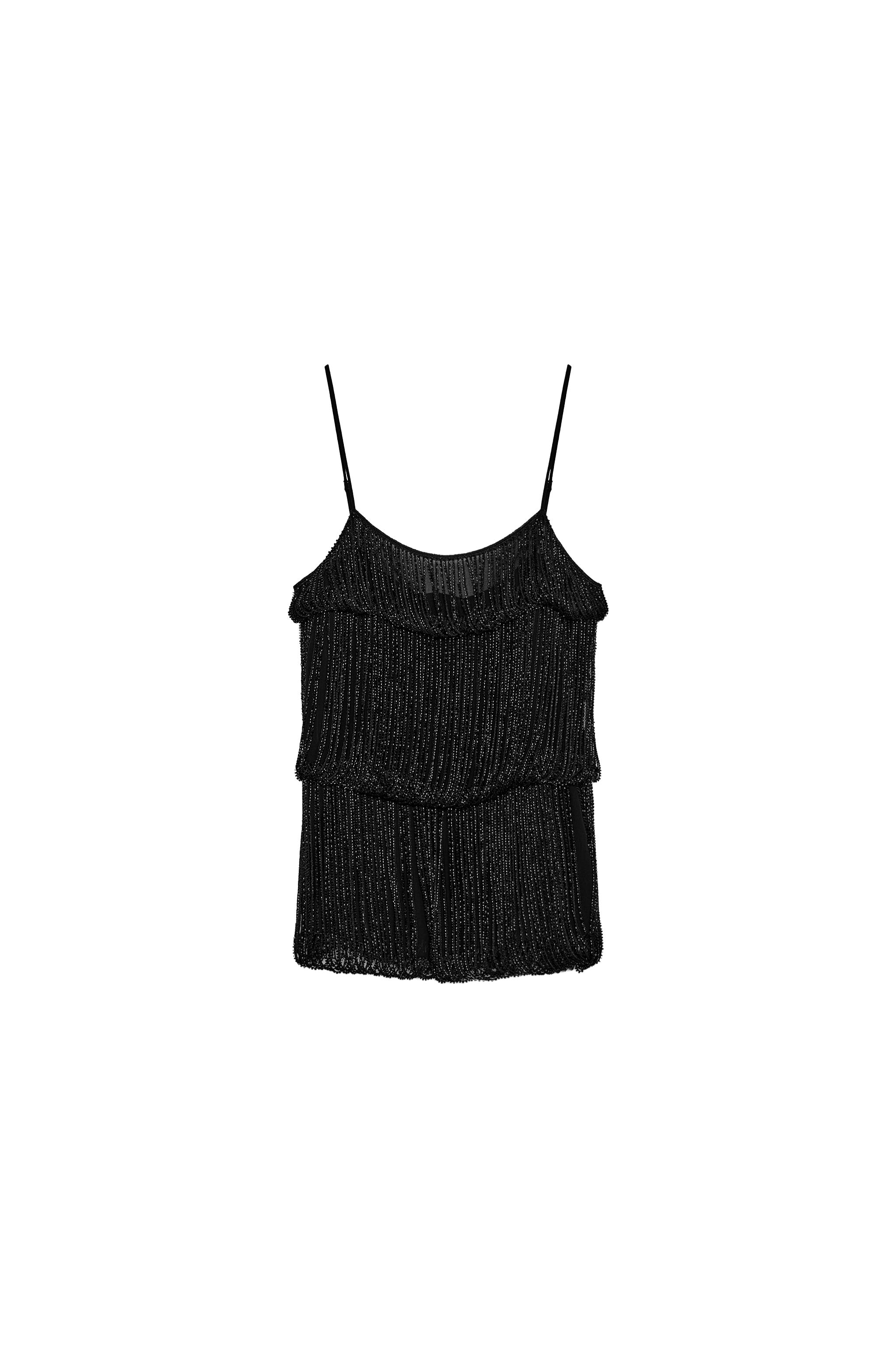 ZW COLLECTION ビーズドレープトップス - ブラック | ZARA Japan / 日本