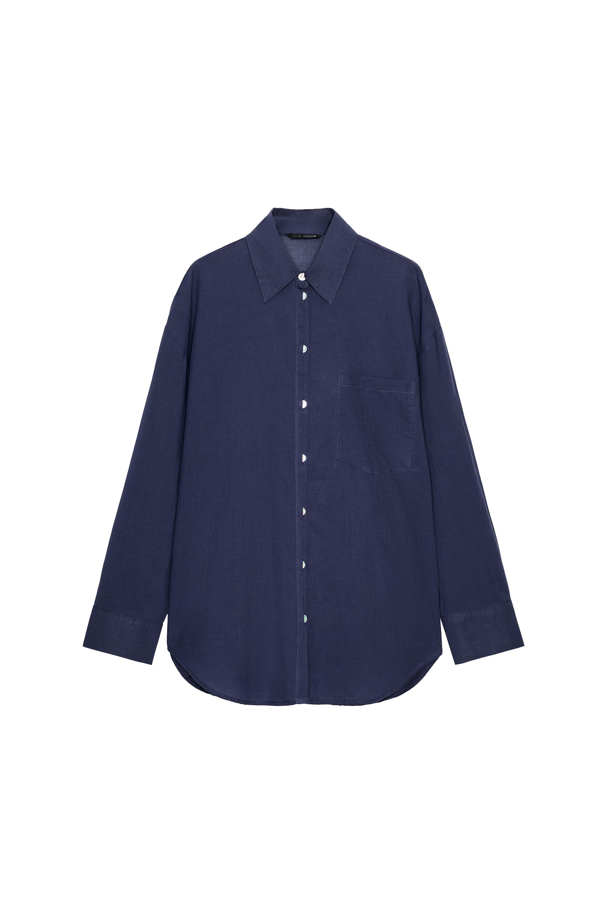 OVERSIZED COTTON SHIRT - Navy blue | ZARA Canada