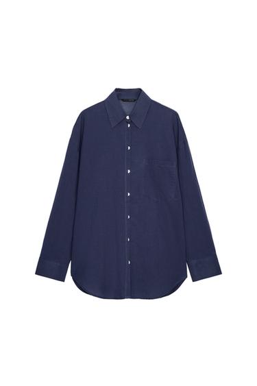 OVERSIZE COTTON SHIRT - Navy blue by Zara