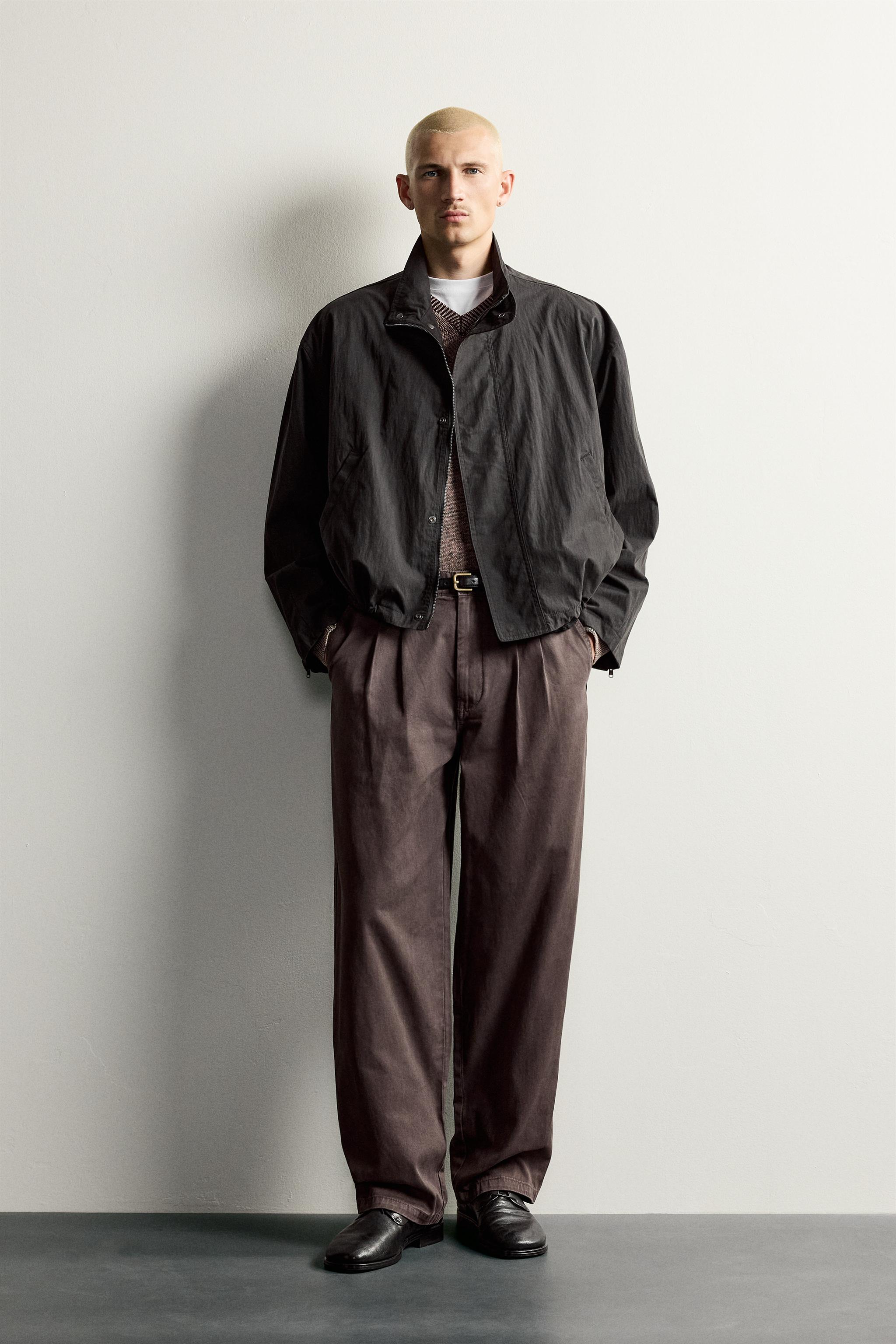 Zara SOLUK EFEKTLİ PİLİLİ RELAXED FIT PANTOLON