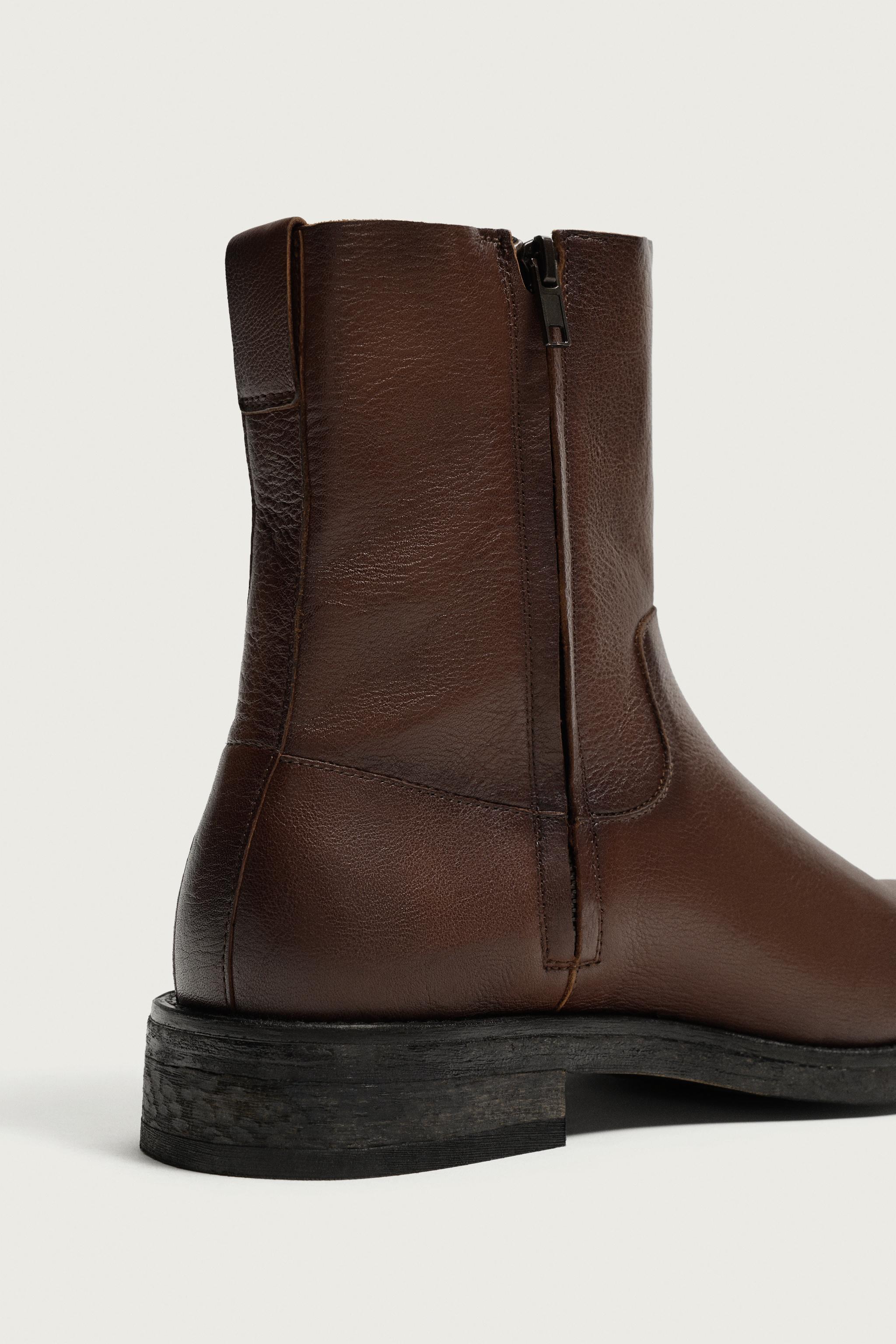 LEATHER BOOTS - Brown | ZARA United States