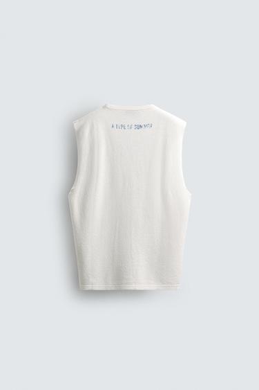 DÉBARDEUR EN MAILLE LAVÉ IMPRIMÉ - Blanc de Zara - Image 7
