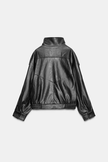 CAZADORA EFECTO PIEL - Negro de Zara