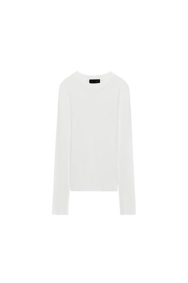 Zara SEMI-SHEER KNIT TOP - White