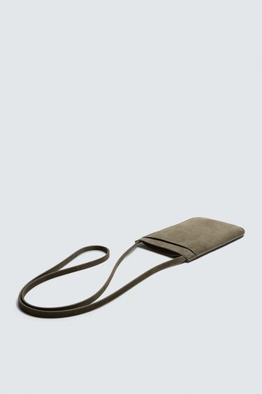 SAC BANDOULIÈRE EN CUIR - Vert kaki de Zara - Image 3