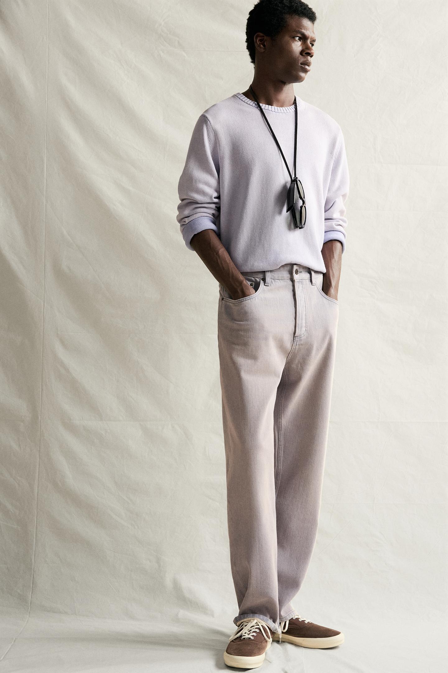Мужские джинсы Zara Relaxed Ankle Fit, цвет: Светлый синий — фото 6