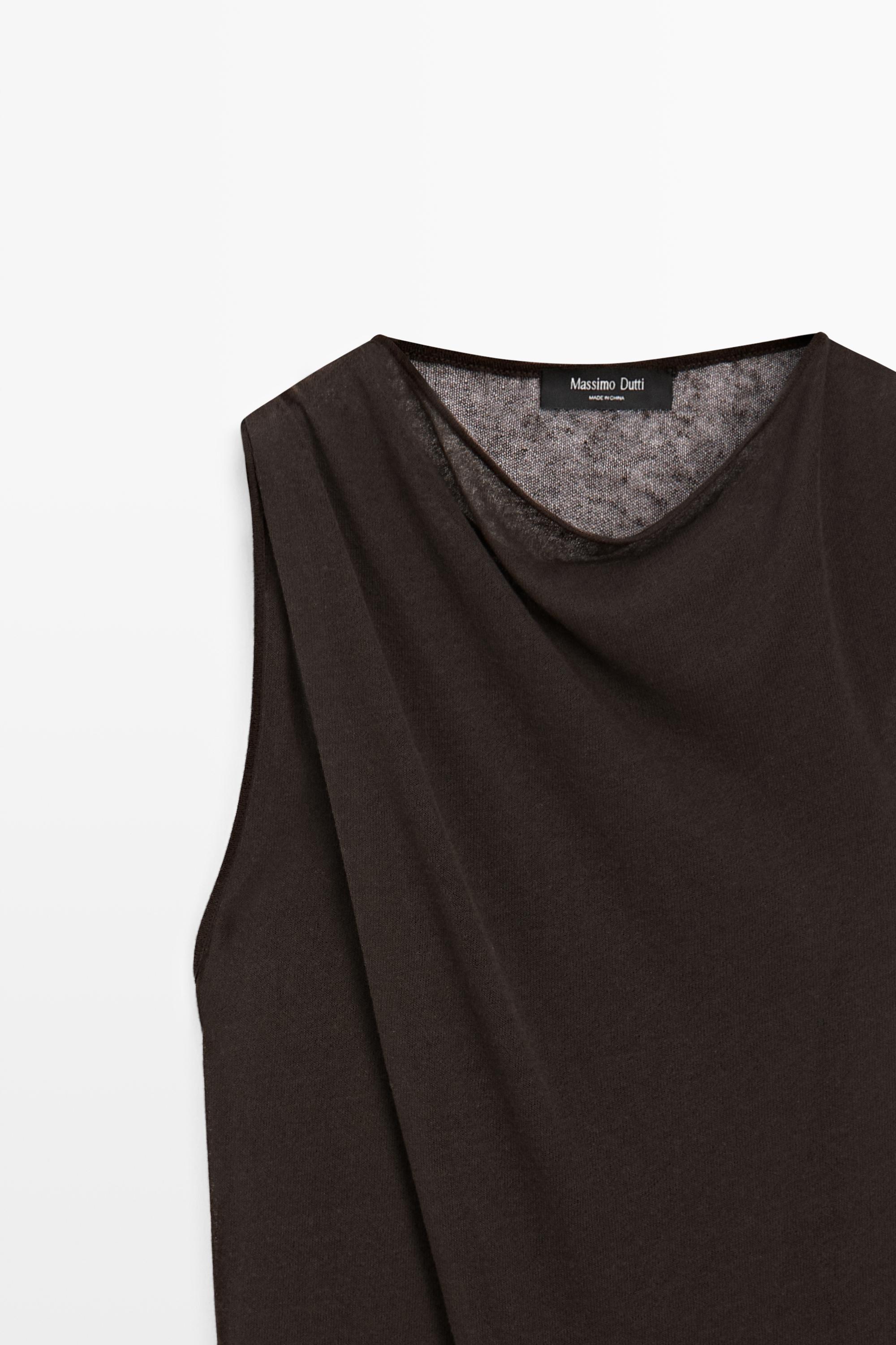 Linen blend crossover dress