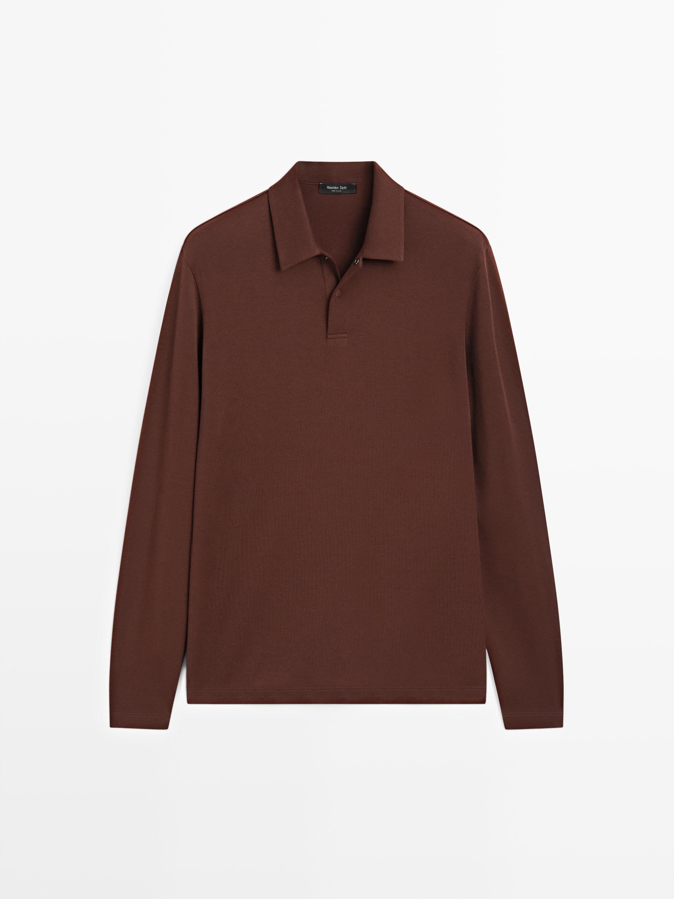 Long sleeve polo shirt with snap button