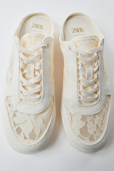 LACE SLINGBACK TRAINERS — Ecru White 1