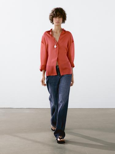 Zara Flowing ramie blend shirt - WHITE