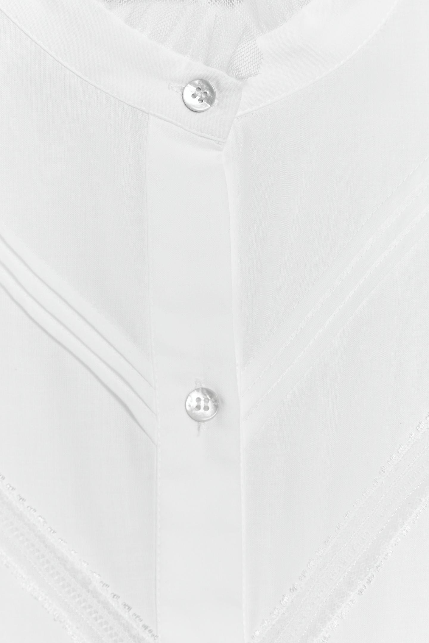 Женская блузка Zara Romantic Tulle Combined Blouse, цвет: Устричный белый — фото 9