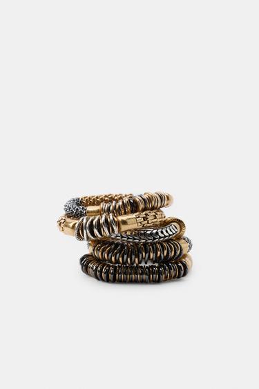 PACK 5 PULSERAS ELÁSTICAS COMBINADAS - Oro / Plata de Zara