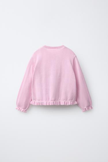 KNIT CARDIGAN WITH RUFFLE - Pink by Zara - Image 1