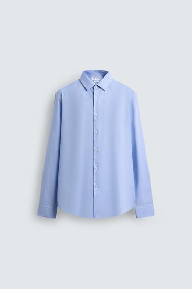 SLIM FIT TEXTURED SHIRT - Sky blue by Zara