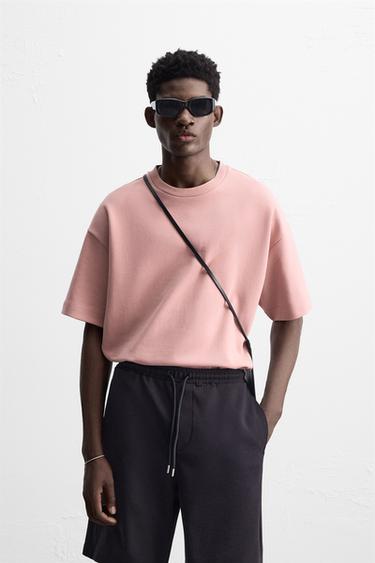 ENGRAVED SLOGAN T-SHIRT - Pale pink by Zara