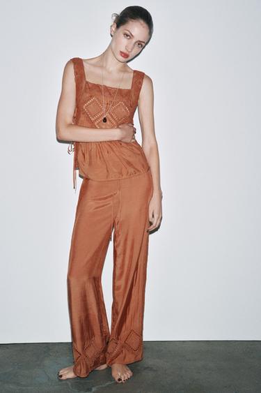 LIMITED EDITION ARGYLE LACE TOP - Brick by Zara - Image 0
