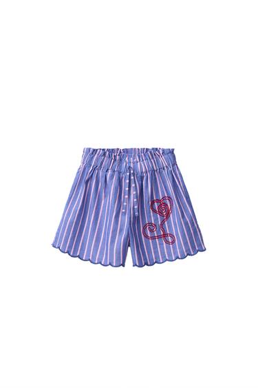 BERMUDA RAYAS BORDADO SISSEL EDELBO X ZARA KIDS - Azul de Zara