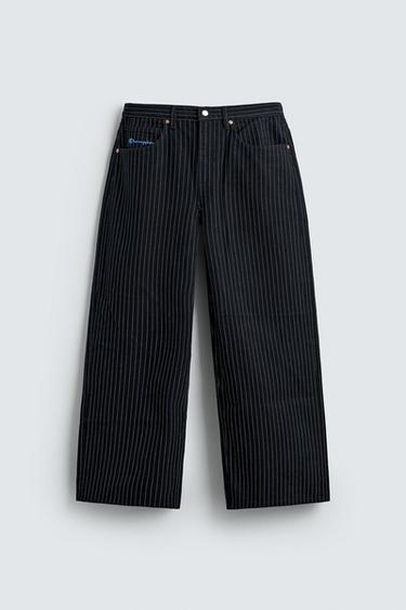 CHAMPION ® X ZARA STRIPED BAGGY FIT JEANS - Blue by Zara