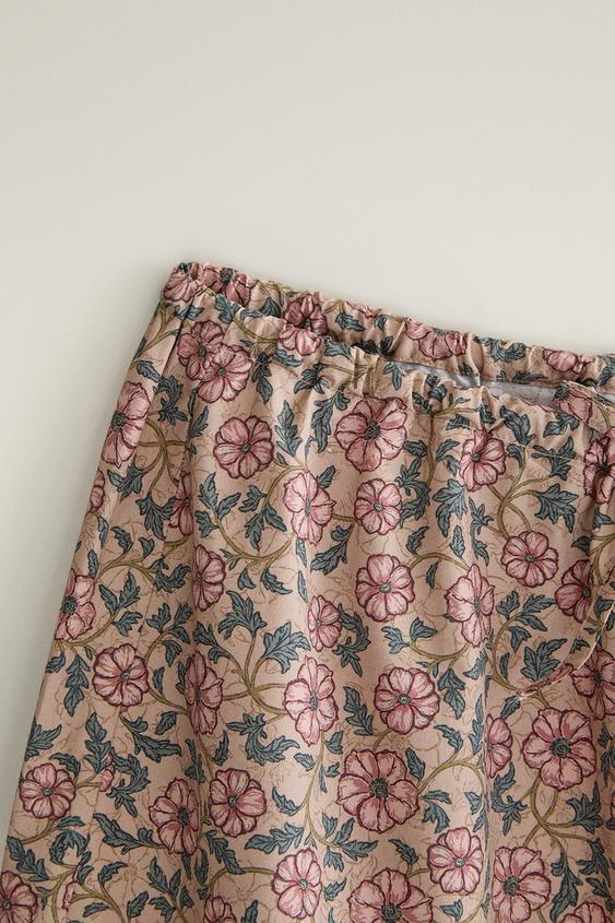 PANTALON BOUFFANT FLEURS - Rose de Zara - Image 1