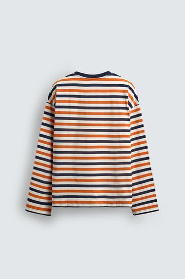 STRIPED JACQUARD PATCH T-SHIRT - striped by Zara - Image 7