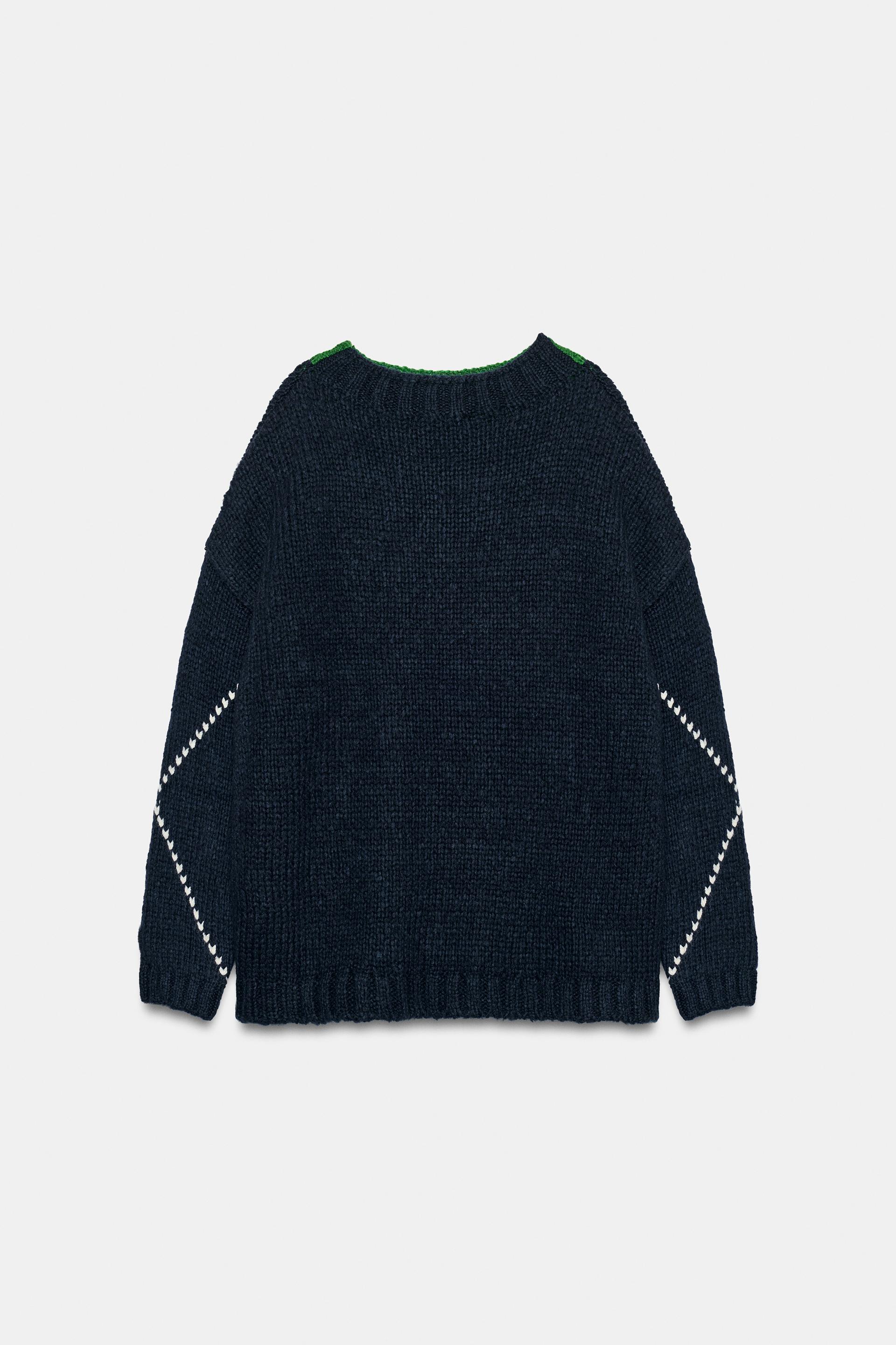 ARGYLE KNIT OVERSIZED SWEATER thumbnail 6