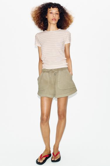 FADED-EFFECT BERMUDA SHORTS - Mink by Zara