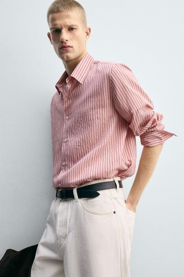 STRIPED FLOWING SHIRT - Pink by Zara - Image 5