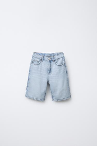 SKATER DENIM BERMUDA SHORTS - Light blue by Zara