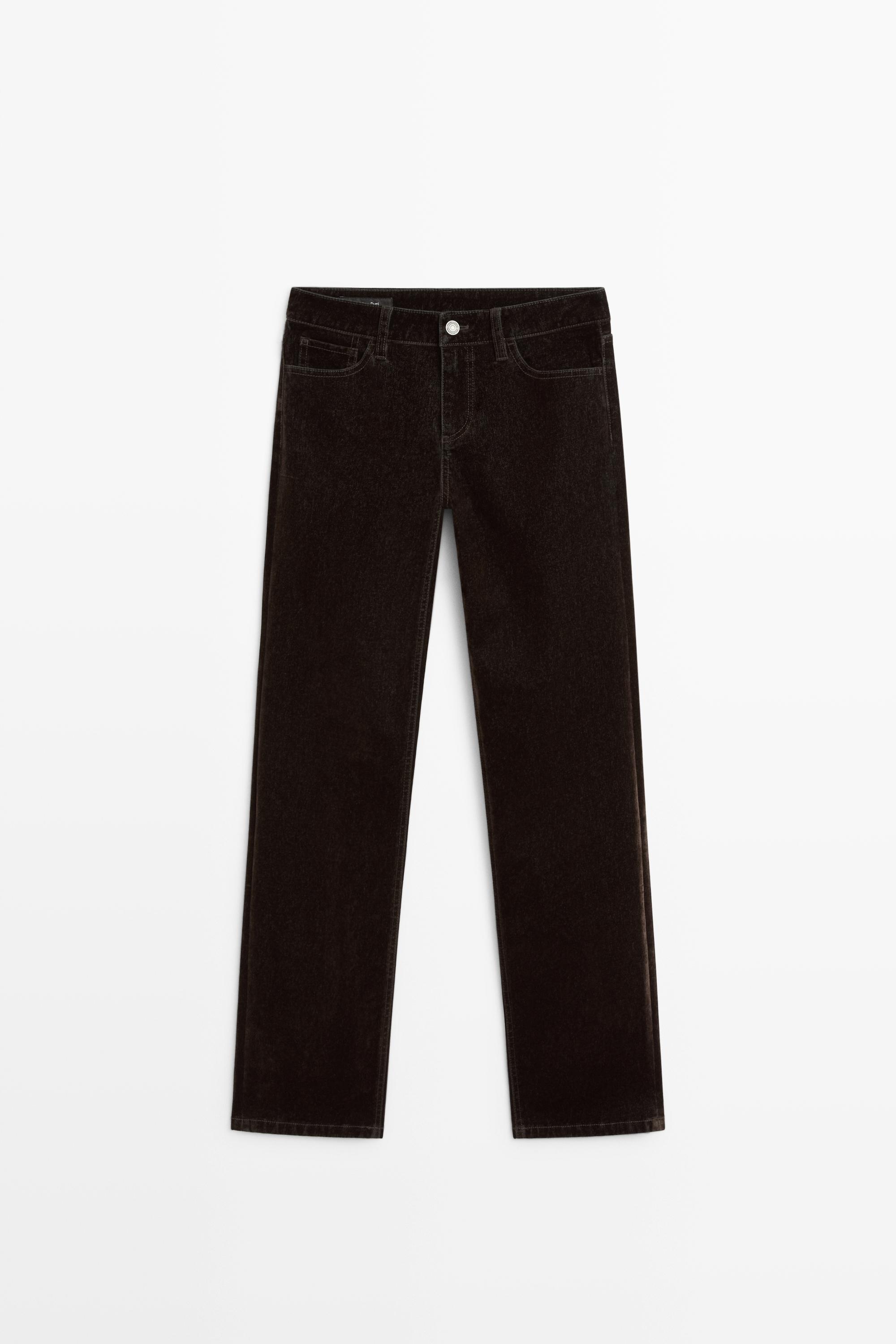 Jean straight taille basse fini floqué