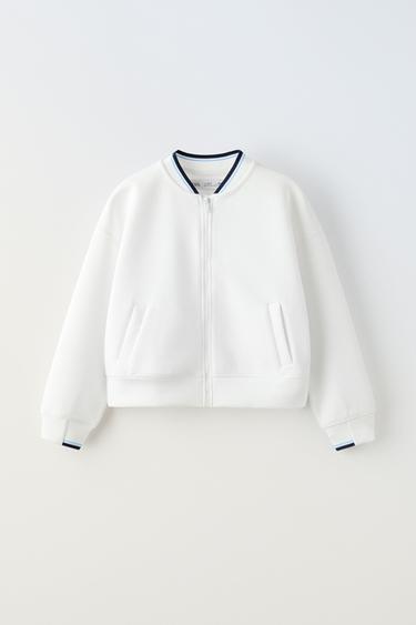 БОМБЕР ИЗ ВЫСОКОТЕХНОЛОГИЧНОЙ ТКАНИ С ЗАСТЕЖКОЙ-МОЛНИЕЙ — БЕЛЫЙ от Zara — изображение 0